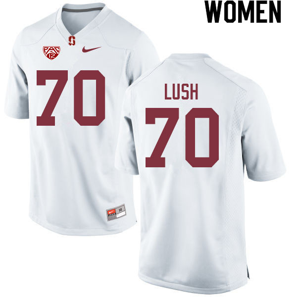 Women #70 Wakely Lush Stanford Cardinal College Football Jerseys Sale-White - Click Image to Close